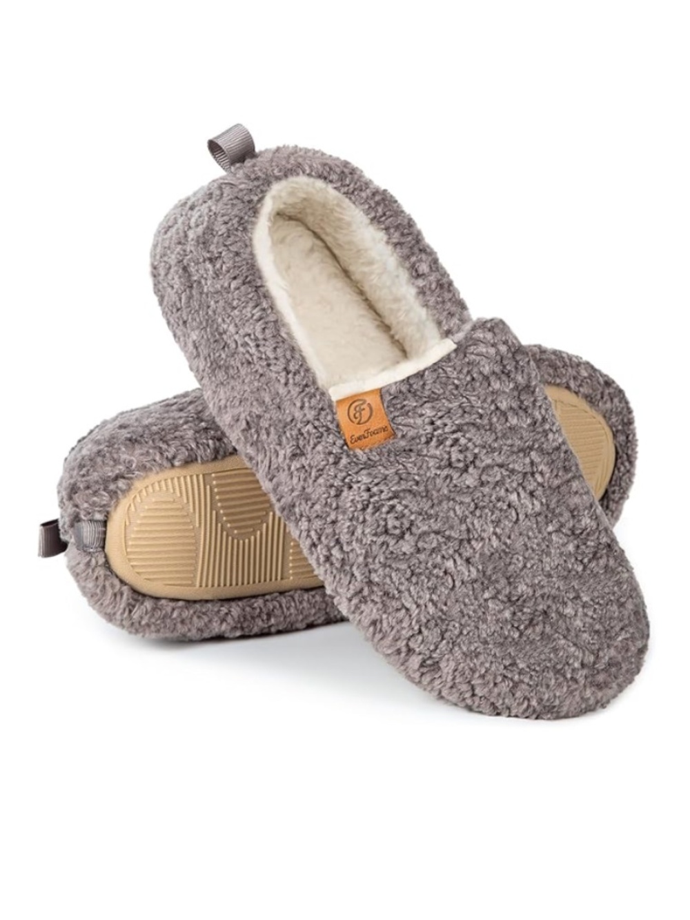 NWT EverFoams Women’s Soft Curly Slippers Memory Foam Fleece Lining 7-8